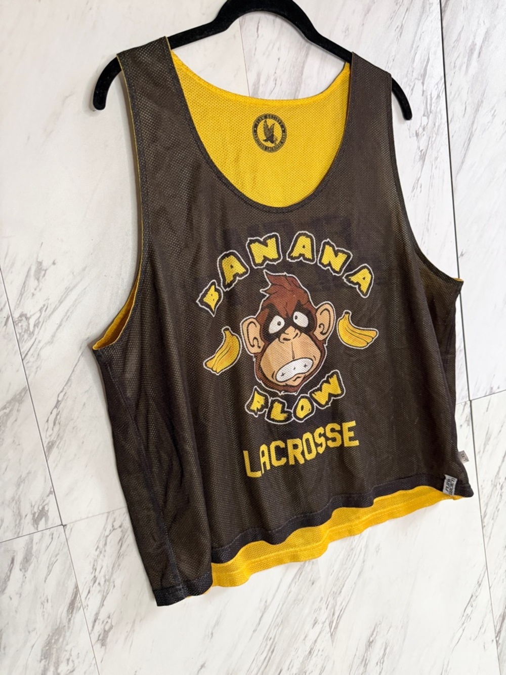 Flow Society Reversible Banana Flow Lacrosse Mesh Tank Pinnie Jersey SZ L/XL